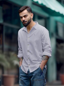 WROGN - Solid Linen Blend Shirt - Blue
