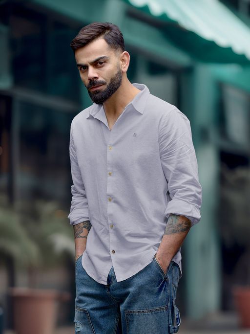 WROGN Solid Linen Blend Shirt - Blue