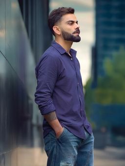 WROGN - Cotton Linen Slim Fit Shirt - Dark Blue