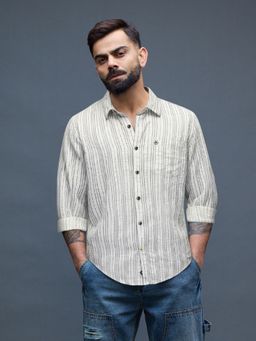 WROGN - Men's Casual Striped Pattern Shirt - Off White