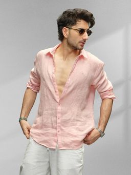 WROGN - Pink Solid/Plain Collar Neck Casual Shirt