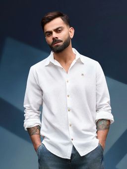 WROGN - White Solid/Plain Collar Neck Casual Shirt