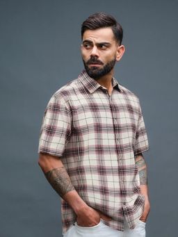 WROGN - Pink Checks Collar Neck Casual Shirt