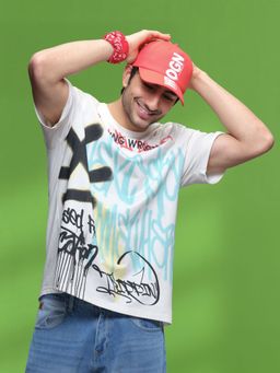 WROGN - White Printed Oversized Fit T-shirt