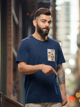 WROGN - Navy Blue Printed Oversized Fit T-shirt