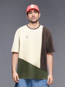 WROGN - Brown Colorblock Oversized Fit T-shirt
