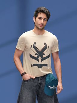 WROGN - Khaki Printed Slim Fit T-shirt