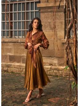 Weaving Cult - Women's The Golden Gleam Top With Skirt