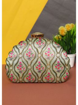 NR by Nidhi Rathi - Green Floral Printed Box Clutch