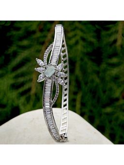 Karatcart - Silver Tone Light Green CZ Bracelet for Women