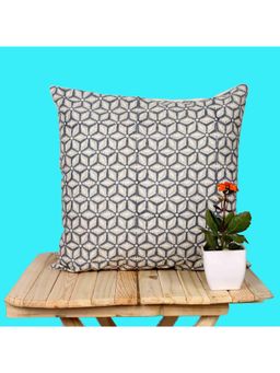 SAY - Grey Geometric Cotton Cushion Cover (18x18 inches)