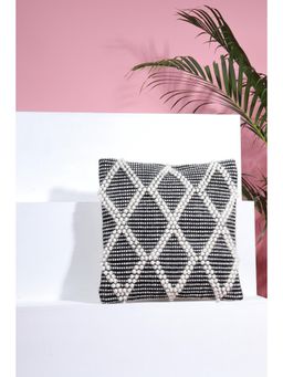 SAY - Black & White Geometric Cotton Cushion Cover (18x18 inches)