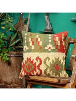 SAY - Multi-Color Ethnic Organic Cotton Cushion Cover (18x18 inches)