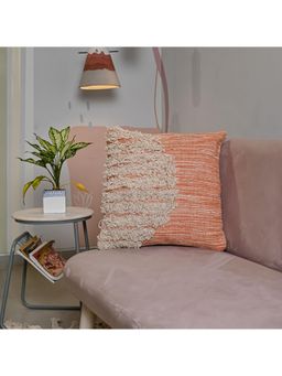 SAY - Orange Solid Cotton Cushion Cover (18x18 inches)