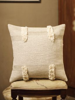 SAY - Cream Geometric Cotton Cushion Cover