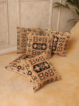 SAY - Beige Geometric Velvet Cushion Cover