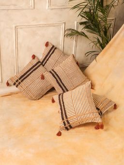 SAY - Brown Graphic Cotton Cushion Cover