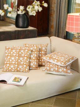 SAY - Mustard Floral Cotton Cushion Cover
