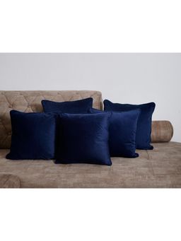 SAY - Navy Blue Solid/Plain Velvet Cushion Cover