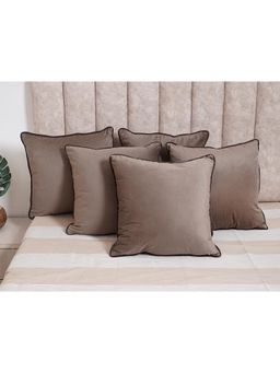 SAY - Grey Solid/Plain Velvet Cushion Cover