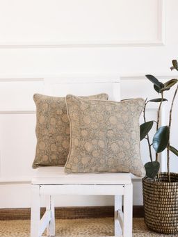 SAY - Grey Floral Velvet Cushion Cover