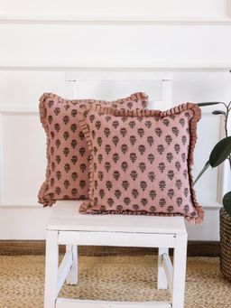 SAY - Pink Floral Cotton Cushion Cover