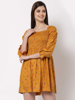 Style Quotient - Mustard Floral Mini Dress