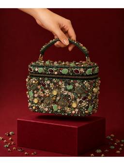 House Of Kosha - Noorani Multicolor Suede Embellished Vanity Bag