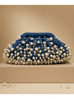 House Of Kosha - Serene Denim Embellished Clutch