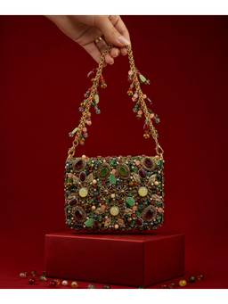 House Of Kosha - Noorani Multicolor Suede Embellished Mini Bag