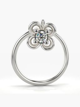 Valanova - Hallmarked 18K White Gold and Certified Lab Grown Diamond 0.02cts Nose Ring (M)