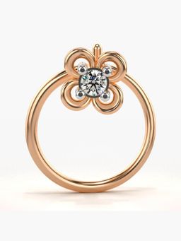 Valanova - Hallmarked 14K Rose Gold and Certified Lab Grown Diamond 0.02cts Nose Ring (M)