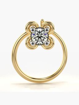 Valanova - Hallmarked 14K Yellow Gold and Certified Lab Grown Diamond 0.05cts Nose Ring (M)