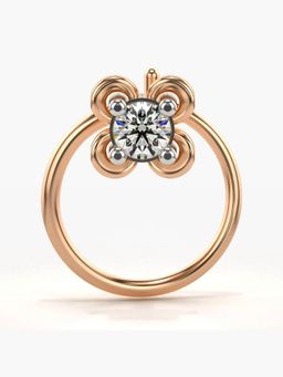 Valanova - Hallmarked 18K Rose Gold and Certified Lab Grown Diamond 0.05cts Nose Ring (M)
