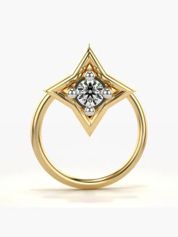 Valanova - Hallmarked 14K Yellow Gold and Certified Lab Grown Diamond 0.03cts Nose Ring (M)