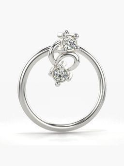 Valanova - Hallmarked 18K White Gold and Certified Lab Grown Diamond 0.01cts Nose Ring (M)