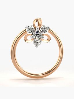 Valanova - Hallmarked 18K Rose Gold and Certified Lab Grown Diamond 0.03cts Nose Ring (M)