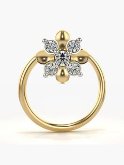 Valanova - Hallmarked 18K Yellow Gold and Certified Lab Grown Diamond 0.04cts Nose Ring (M)