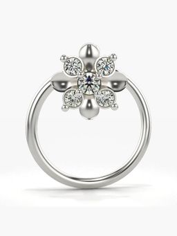 Valanova - Hallmarked 18K White Gold and Certified Lab Grown Diamond 0.04cts Nose Ring (M)