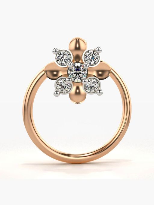 Valanova Hallmarked 18K Rose Gold and Certified Lab Grown Diamond 0.04cts Nose Ring (M)