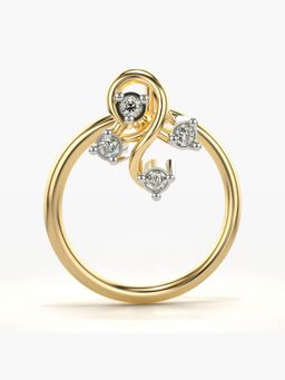 Valanova - Hallmarked 18K Yellow Gold and Certified Lab Grown Diamond 0.02cts Nose Ring (M)