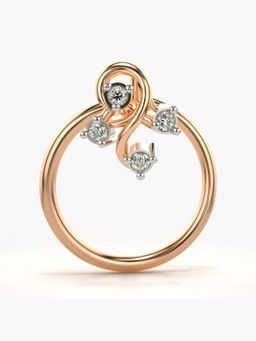 Valanova - Hallmarked 18K Rose Gold and Certified Lab Grown Diamond 0.02cts Nose Ring (M)
