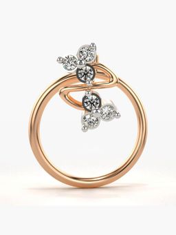 Valanova - Hallmarked 18K Rose Gold and Certified Lab Grown Diamond 0.03cts Nose Ring (M)