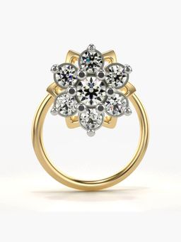 Valanova - Hallmarked 14K Yellow Gold and Certified Lab Grown Diamond 0.12cts Nose Ring (M)