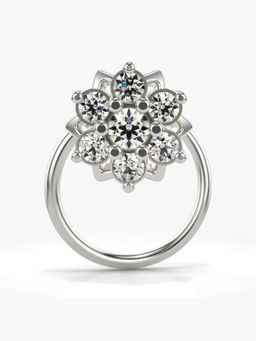 Valanova - Hallmarked 14K White Gold and Certified Lab Grown Diamond 0.12cts Nose Ring (M)