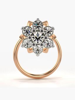 Valanova - Hallmarked 14K Rose Gold and Certified Lab Grown Diamond 0.12cts Nose Ring (M)