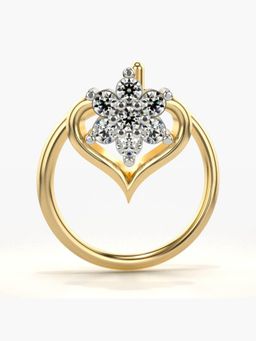 Valanova - Hallmarked 14K Yellow Gold and Certified Lab Grown Diamond 0.05cts Nose Ring (M)