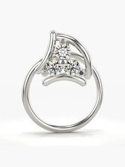 Valanova - Hallmarked 18K White Gold and Certified Lab Grown Diamond 0.06cts Nose Ring (M)