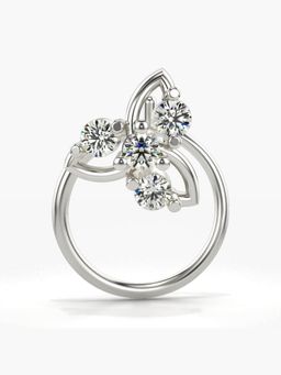 Valanova - Hallmarked 18K White Gold and Certified Lab Grown Diamond 0.09cts Nose Ring (M)