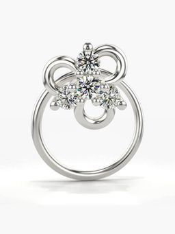 Valanova - Hallmarked 18K White Gold and Certified Lab Grown Diamond 0.09cts Nose Ring (M)